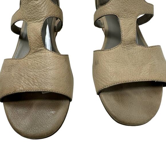 Eileen Fisher Wedge Gladiator Sandal Beige Tan Leather 6‎ - Picture 3 of 9